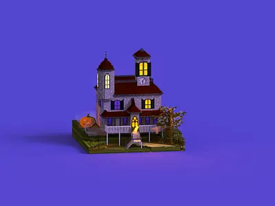 Spooky House 3d creepy fear fear house halloween horror house isometric paranormal pumpkin spooky villas voxel voxel art