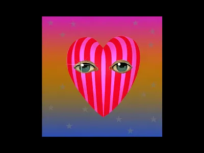 looking at you acid beautiful collage design dream eyes gradients heart illustration love occult sparkle start striking stripes surreal talisman