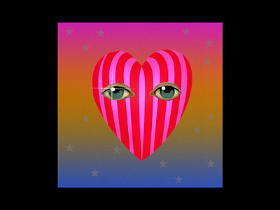 looking at you acid beautiful collage design dream eyes gradients heart illustration love occult sparkle start striking stripes surreal talisman