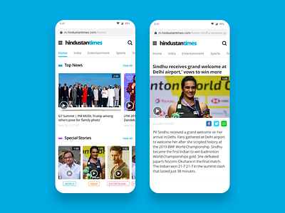 News App app design card daily ui design feed feedui hindustan times mobile app mobile app design mobile ui news news app newsapp newsfeed product design social media design socialmedia ui ux video app