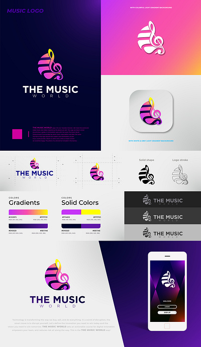 The Music World Brand Logo 2d branding idendity illustration logo deisgn logo design minimal minimalist minimalist logo minimalistic modern modern design modern logo music app music art music icon music logo music notes unique logo vector