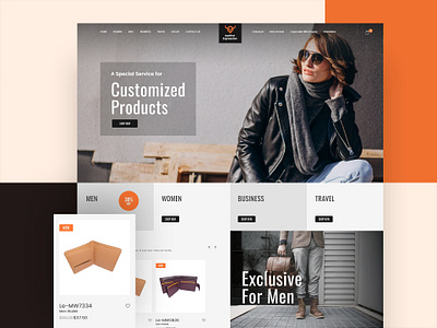 Leather Website Design branding fashion flat design landing page leather leather goods leather website ui website design wordpress theme