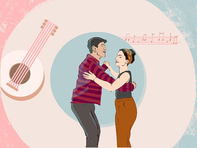 Dancing partners artwork celebrate composition couple dance dance party dancers dancing happy illustration jamming lindy hop music pair partners pastel colours support local artists