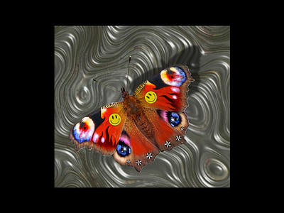 butterfleye acid beautiful butterfly collage design dream eyes fire flames flowers heart illustration love stars surreal