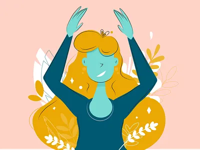 Turquoise Level Girl - Desigual Magic Loyalty Program design flat design flat illustration girl hands up illustration nature ui vector vector artwork