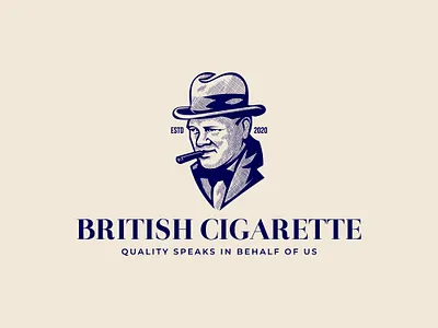Cigarette logo cigarette cross hatching logo retro vintage