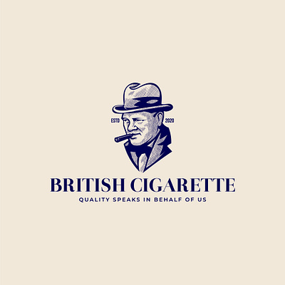 Cigarette logo cigarette cross hatching logo retro vintage