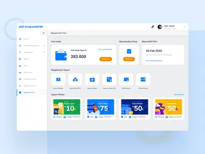 Niagahoster Point - Dashboard blue clean dailyui dashboard dashboard ui hosting member area website