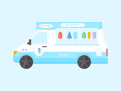 Day 177 - 366 Days of Illustration Challenge - MintSwift car digital illustration flat design flat illustration flatdesign frozen yogurt ice cream ice cream truck ice cream van illustration illustrator mintswift mister whippy mobile van mr whippy soft serve summer uk van vector illustration