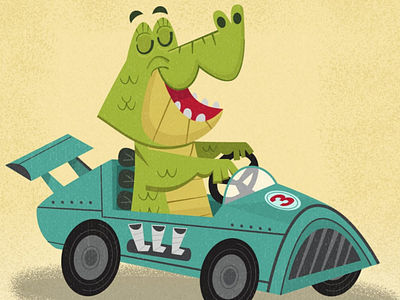 Alligator Racer illustration midcentury retro