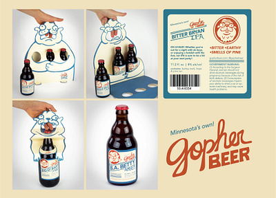 Gopher Beer award winning beer beer bottle beer branding beer packaging branding custom typography design hand lettering illustration logo package design packaging typography vector