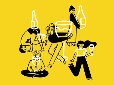 Party ✌️😎🥂🍾🍷 design doodle funny illo illustration lol people procreate sketch vino wine winery