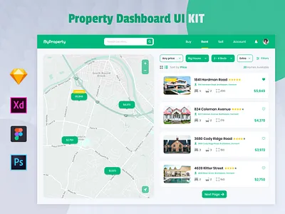 Property Dashboard UI Kit apartment architect architecture building dashboard exterior figma home house interior property property dashboard psd real estate room sketch ui uiux ux xd