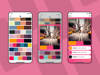 Palette Cam Peek and Pop animation app design gradient interaction ios palette ui ux