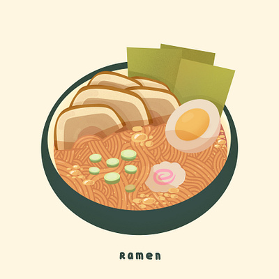 Ramen cuisine cute design food graphic happy illustration japan kawaii kid minimal noodle pastel ramen