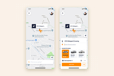 Taxi Booking mobile app concept app camera car design flat interface ios map view material minimal mobile on boading taxi taxi booking app template theme tracking ui kit ux wireframe