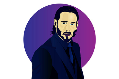 John Wick Vector Portrait avatar avatardesign flat illustration illustrator john wick learn vector