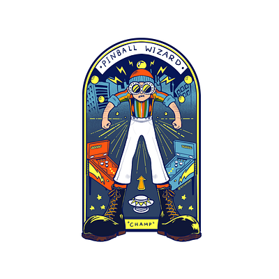 Pinball Wizard illustration pinball pinball wizard retro rocketman sticker design symmetrical tommy