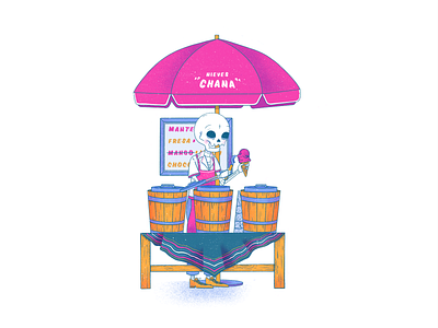 Nieves Chana icecream illustration mexican art procreate skull