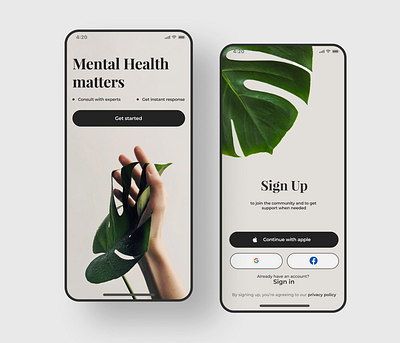 A signup page for a mental health consultation app appdesign mobile ui productdesign ui uidesign uiux