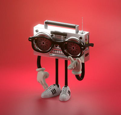 Rock (boom) Box 3d 3d art adidas arnold render c4d character design design hip hop illustration render run dmc superstar