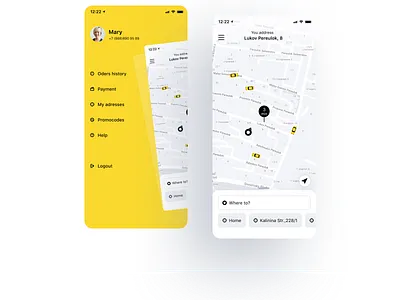 Taxi ios mobile ui taxi taxi app taxi booking app ui ui design yellow