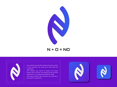 N O Modern Letter Logo Design app design app logo brand identity design brand logo branding creative logo flat logo icon icon design logo mark minimalist logo modern logo monogram design n letter logo n letter mark n logo symbol symbol design ui logo ui ux