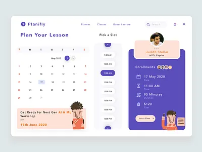 Planner App Exploratory UI Concept app appointment calendar calendar app calendly course schedule app course scheduler app edtech education app planner planner ui saas ui uiux user interface ux web app web application