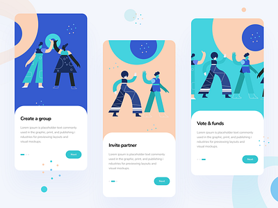 Landing Page Screens funding illustrator invite iphone landingpage mobile design mobile ui product design user interface vote