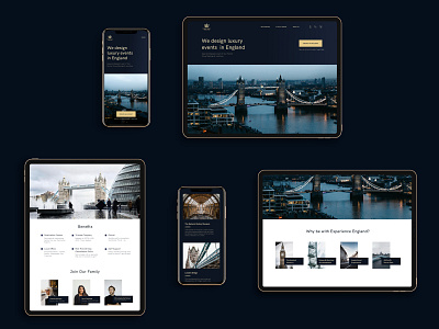 Experience England Website dark design gold graphic design luxury typography ui ux