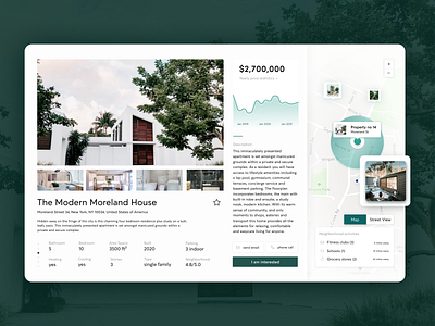 Real Estate Website apartment booking dashboard design estate estate agent flat green interface map modern property room statistic ui ux web