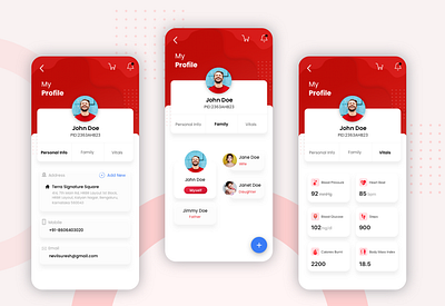 Profile app design family mobile product design profile ui ux visual design vitals