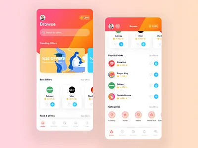 Echo - Rewards App app appdesign coupon design offer points product design redeem ui ui design uidesign uiux user experience userinterface ux ux design uxdesign