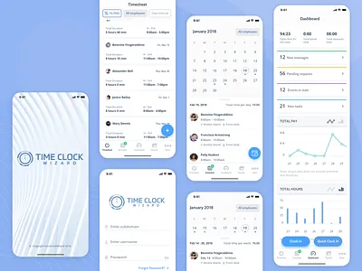TimeclockWizard. World-class productivity tool admin panel dashboard ui design interface mobile mobile app design saas time tracker ui user interface design ux