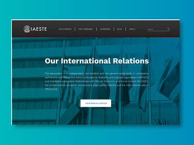 Website Design "IAESTE" dark blue intership minimalistic students web design website