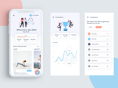 Fitness Mobile Application MOYA app design illustration mobile typography uiux