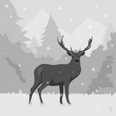 Winter Stag digital digital art illustration vector