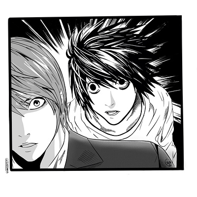Death Note Fan Art digital digital art fan art fanart illustration inking manga
