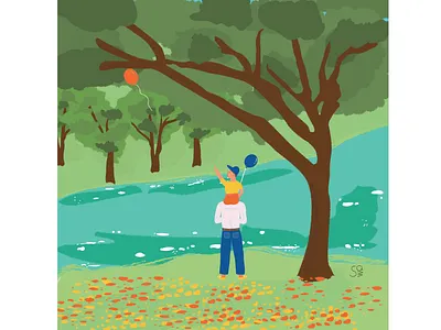 Father´s day adobe illustration adobe illustrator calming digital illustration fathersday flat illustration flatdesign illustration parents park vector design