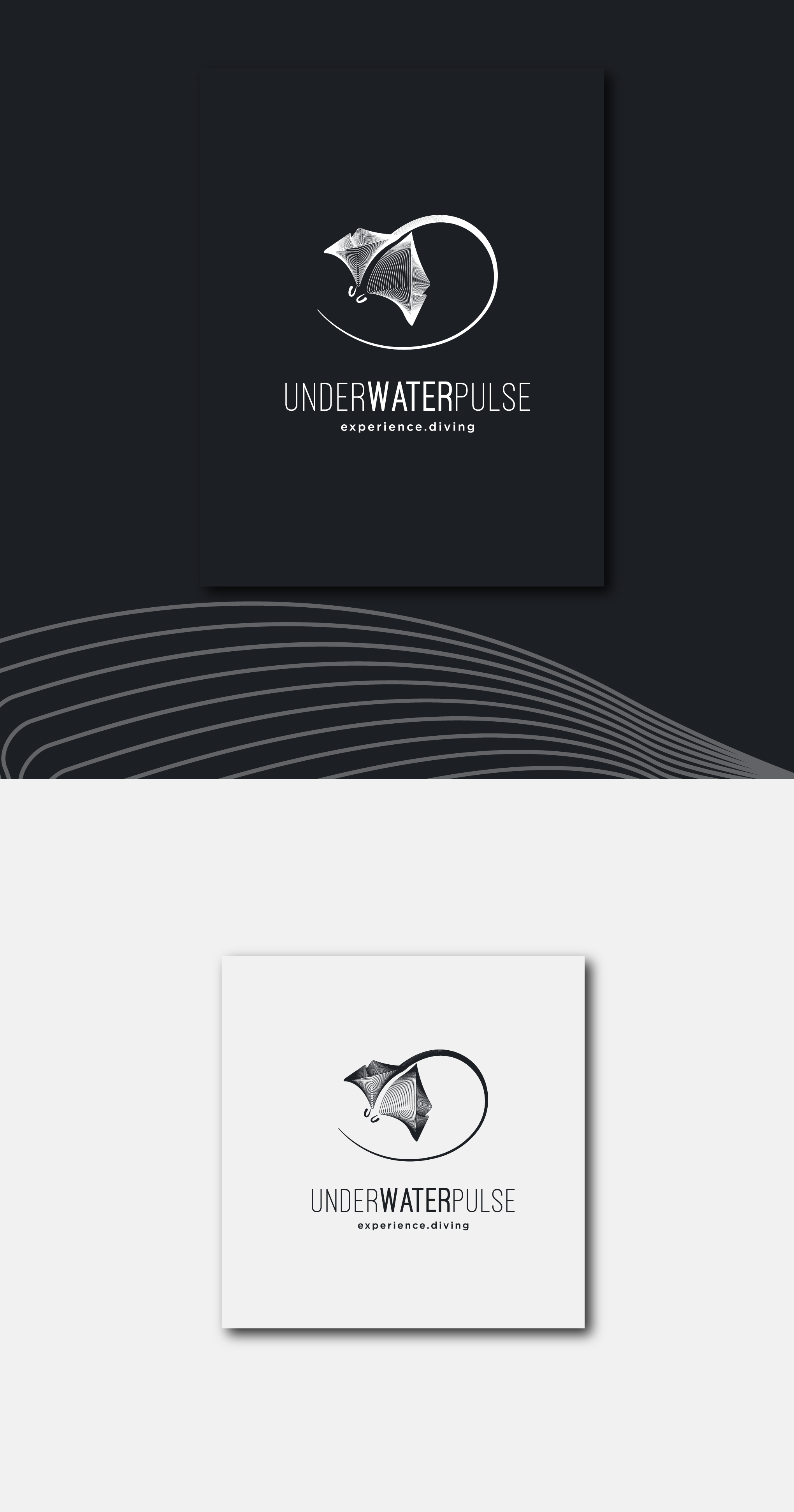 Logo for underwater films lineart manta ray sophisticated logo underwater