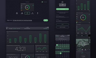 Intelligence Dashboard iOS iPad and iPhone charts dark theme dark theme ui dark ui dashboard app dashboard ui data design data vis data visulization ios ipad iphone native user interaction