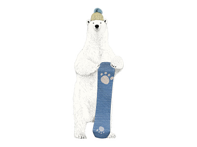 Papa Bear with Snowboard Illustration animal animal illustration art bear children art digital drawing gobsart illustration polar bear print design printing prints snowboard winter