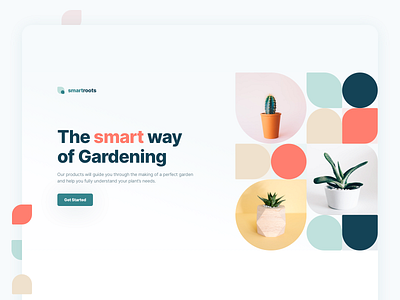 SmartRoots Gardening Website clean flat gardening landing minimal pots promotional design ui ux web website