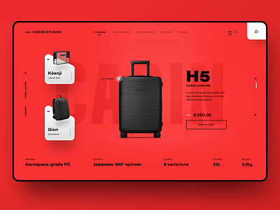 Luggage Shop Product Page commerce design ecommerce interface luggage mint product product page red shop ui ui design uidesign ux web website