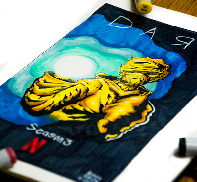 Dark Netflix art copicmarker copicmarkers dark flat illustration ink moleskine netflix season3 sketch