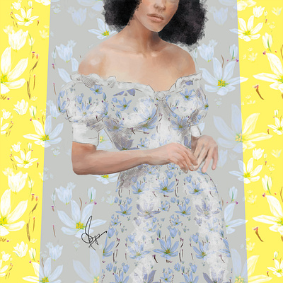 Lilies album art character cover art digital illustration digital illustrator digital painting digitalart fashion design fashion illustration illustration print textile design