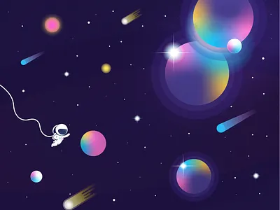 Exploring Space 2d illustration astronaut design flatdesign flatillustration galaxy illustration illustrator minimal illustration space spaceman ui universe ux