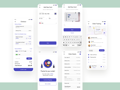 Food Delivery Mobile App add card application cart checkout checkout page food app food delivery app mobile app new card
