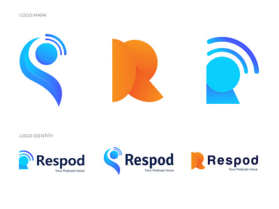 Respod Branding Logo Design concept abstract agency app brand identity branding concept corporate creative logo gradient letter design letter logo logo designer logo mark minimalism modern ogotype podcast logo r r logo r mark