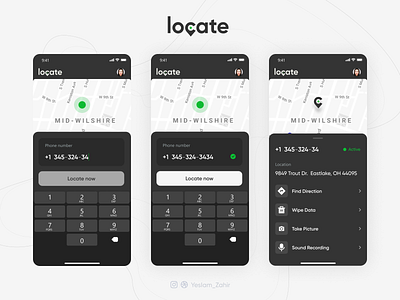 Locate black blackandwhite business call tracker creative dark ui design location tracker map neomorphism trend ui design ux ux design